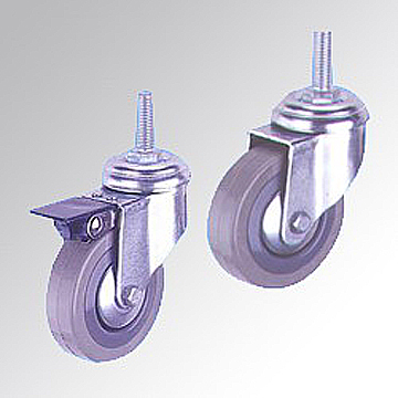 Stem Type Plastic Core Reinforce Grey Rubber Wheel